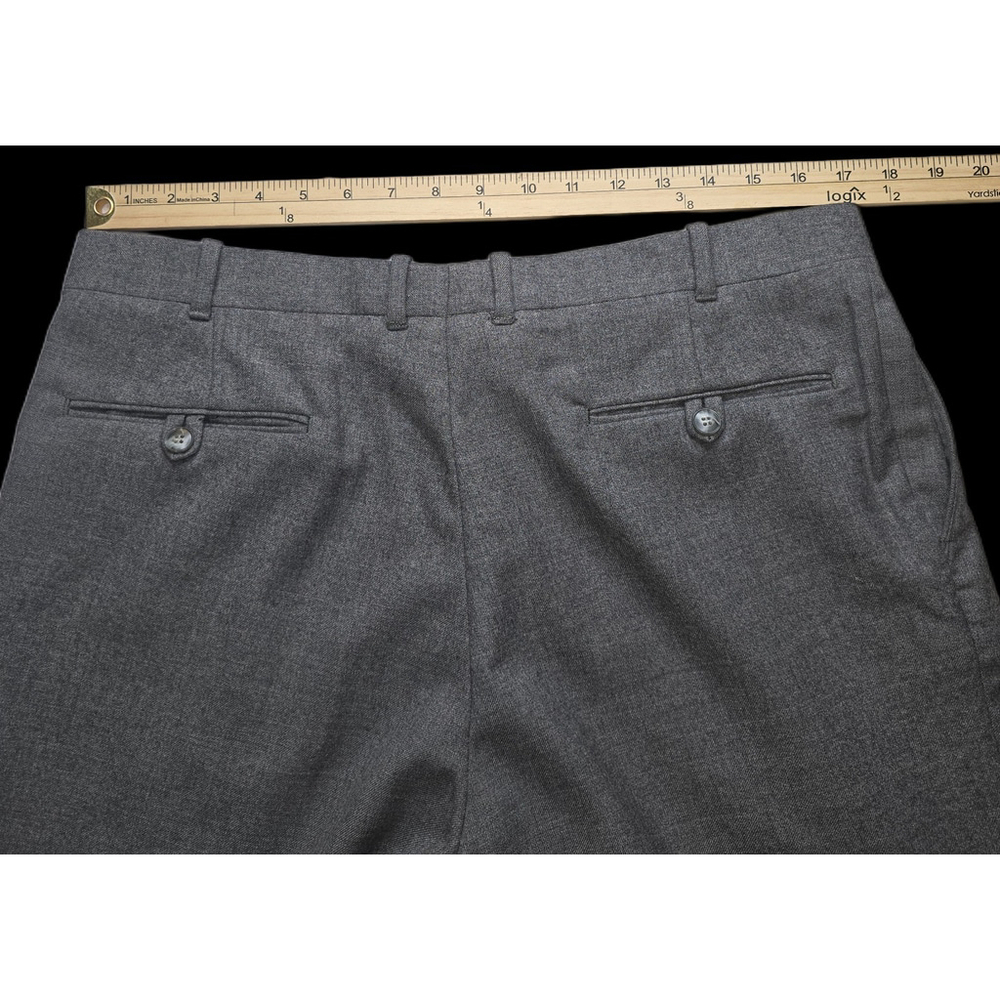 Mens Pure Virgin Wool Dress Pants Gray Pleated Cuffed Slacks 38 Made Canada - Picture 7 of 9